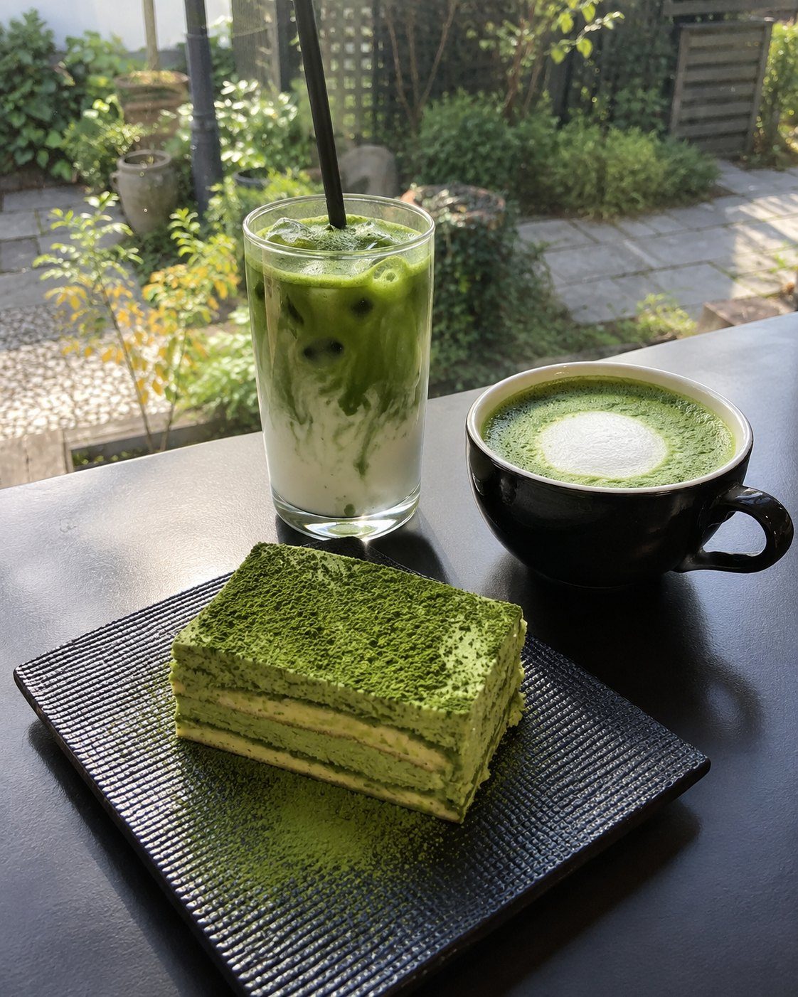 抹茶ラテと抹茶ケーキ（イメージ）