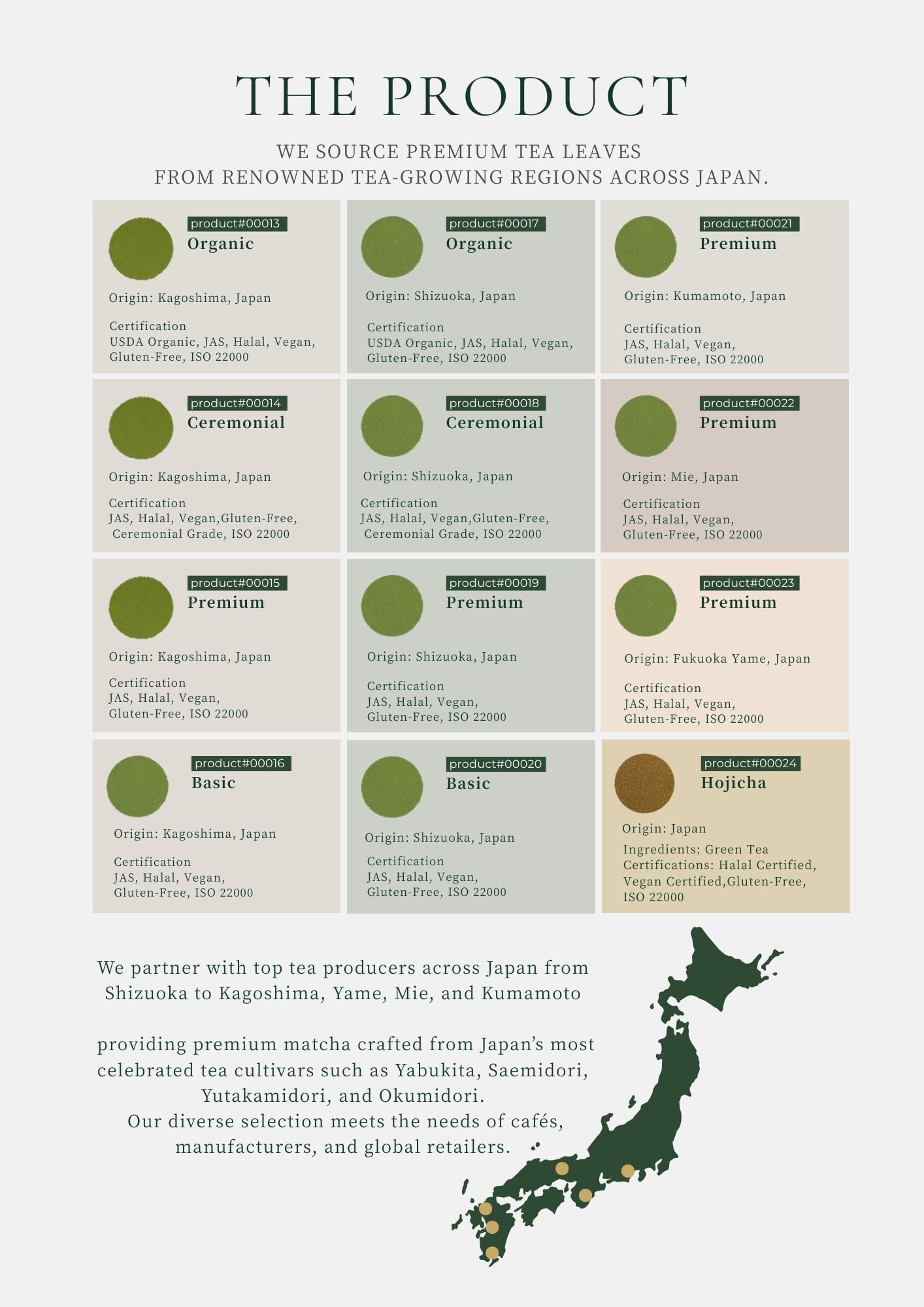 Premium Tea Leaves from Renowned Tea-Growing Regions Across Japan